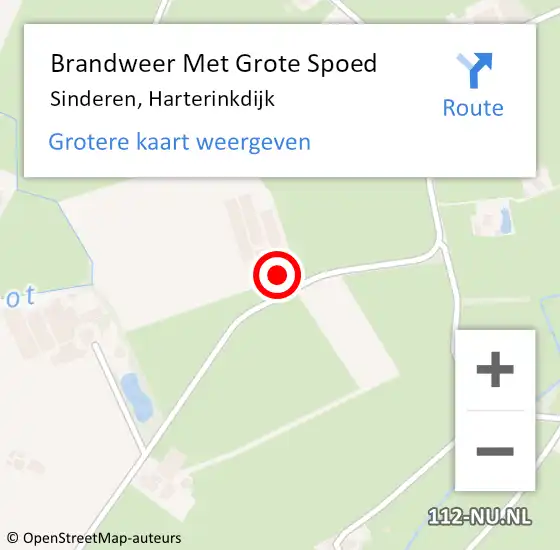 Locatie op kaart van de 112 melding: Brandweer Met Grote Spoed Naar Sinderen, Harterinkdijk op 4 januari 2017 17:16