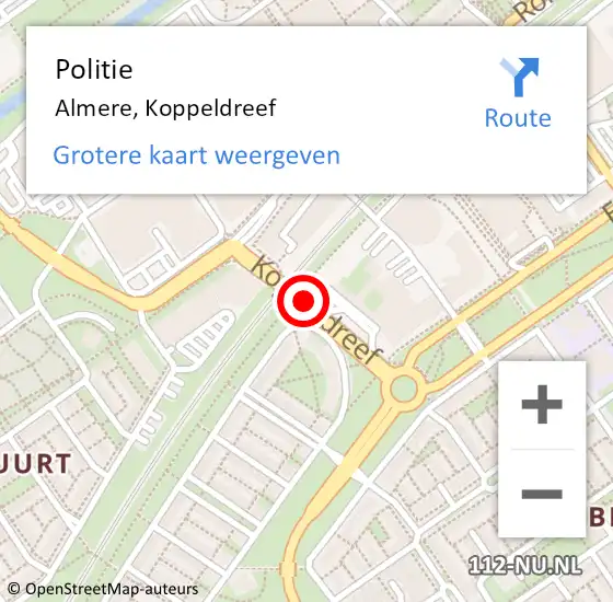 Locatie op kaart van de 112 melding: Politie Almere, Koppeldreef op 4 januari 2017 17:21
