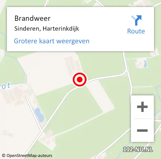 Locatie op kaart van de 112 melding: Brandweer Sinderen, Harterinkdijk op 4 januari 2017 17:21