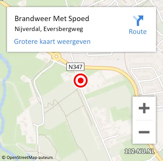 Locatie op kaart van de 112 melding: Brandweer Met Spoed Naar Nijverdal, Eversbergweg op 6 januari 2014 19:59