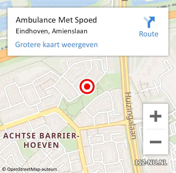 Locatie op kaart van de 112 melding: Ambulance Met Spoed Naar Eindhoven, Amienslaan op 4 januari 2017 21:00