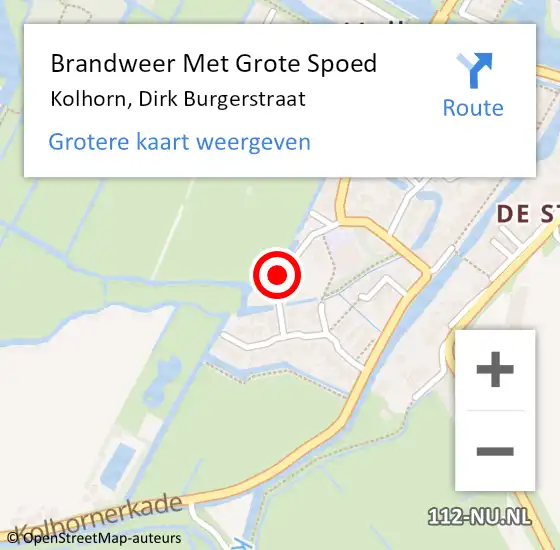 Locatie op kaart van de 112 melding: Brandweer Met Grote Spoed Naar Kolhorn, Dirk Burgerstraat op 4 januari 2017 21:13