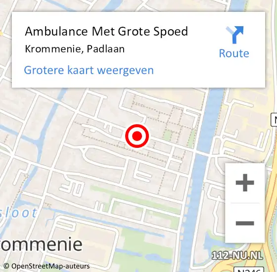 Locatie op kaart van de 112 melding: Ambulance Met Grote Spoed Naar Krommenie, Padlaan op 4 januari 2017 22:10
