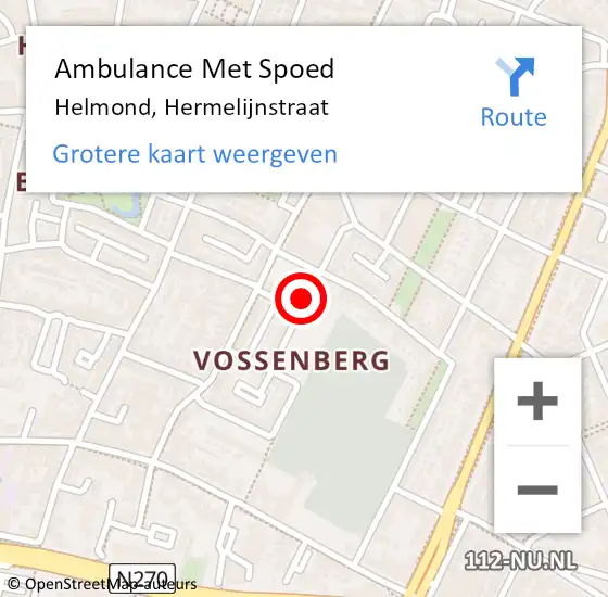 Locatie op kaart van de 112 melding: Ambulance Met Spoed Naar Helmond, Hermelijnstraat op 4 januari 2017 23:18