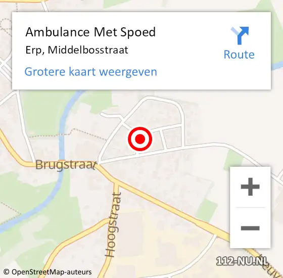 Locatie op kaart van de 112 melding: Ambulance Met Spoed Naar Erp, Middelbosstraat op 5 januari 2017 03:17