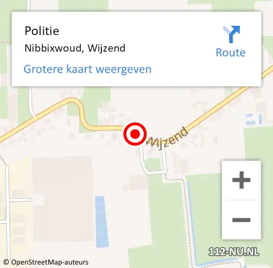 Locatie op kaart van de 112 melding: Politie Nibbixwoud, Wijzend op 5 januari 2017 07:19
