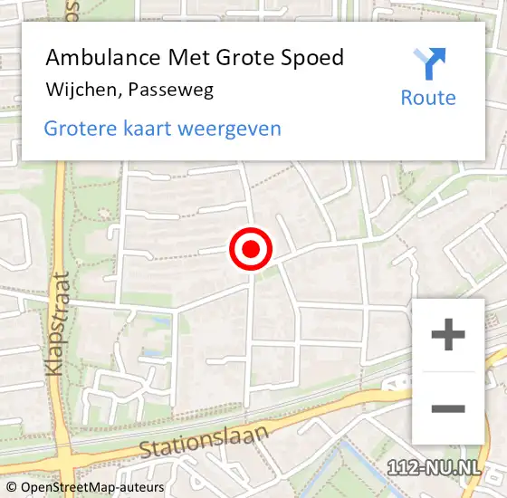 Locatie op kaart van de 112 melding: Ambulance Met Grote Spoed Naar Wijchen, Passeweg op 5 januari 2017 10:17