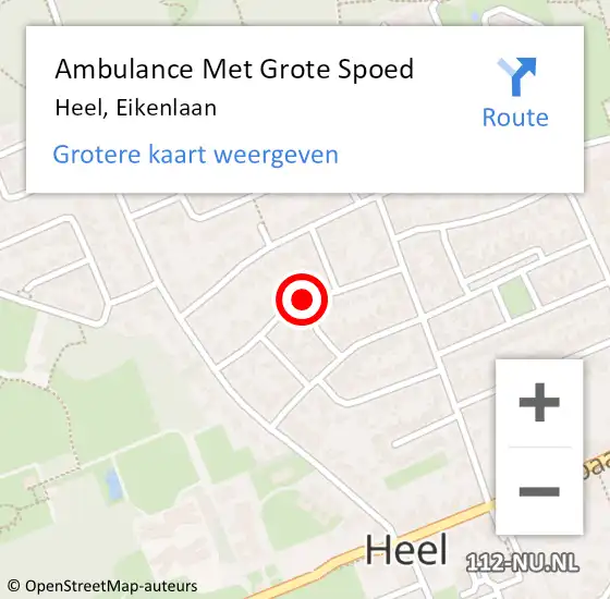 Locatie op kaart van de 112 melding: Ambulance Met Grote Spoed Naar Heel, Eikenlaan op 5 januari 2017 16:20