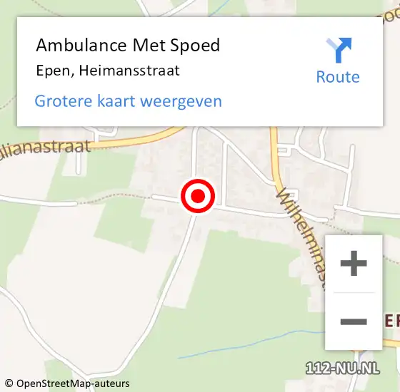 Locatie op kaart van de 112 melding: Ambulance Met Spoed Naar Epen, Heimansstraat op 5 januari 2017 17:31