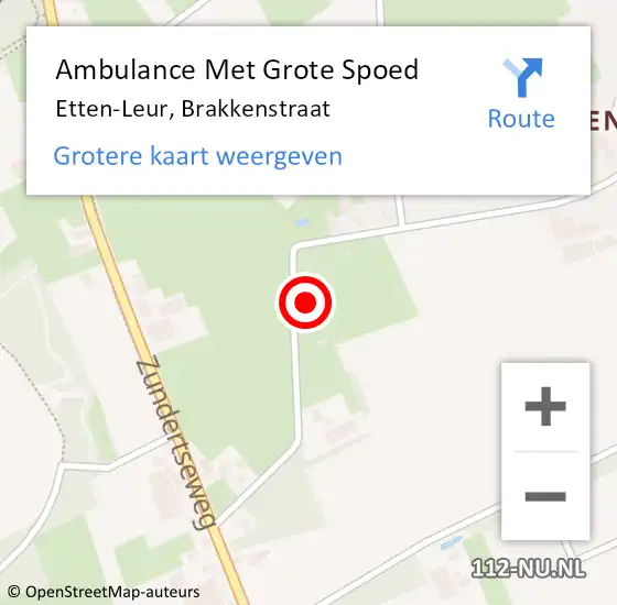 Locatie op kaart van de 112 melding: Ambulance Met Grote Spoed Naar Etten-Leur, Brakkenstraat op 6 januari 2017 11:44