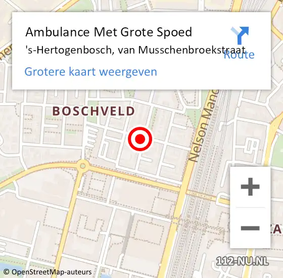 Locatie op kaart van de 112 melding: Ambulance Met Grote Spoed Naar 's-Hertogenbosch, van Musschenbroekstraat op 6 januari 2017 12:44
