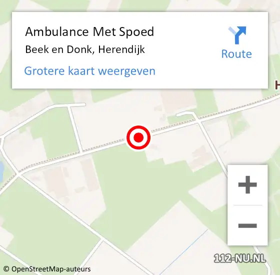 Locatie op kaart van de 112 melding: Ambulance Met Spoed Naar Beek en Donk, Herendijk op 6 januari 2017 14:59