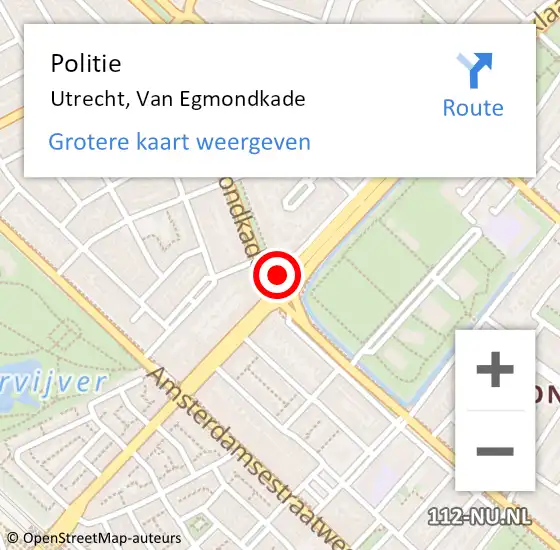 Locatie op kaart van de 112 melding: Politie Utrecht, Van Egmondkade op 6 januari 2017 22:37