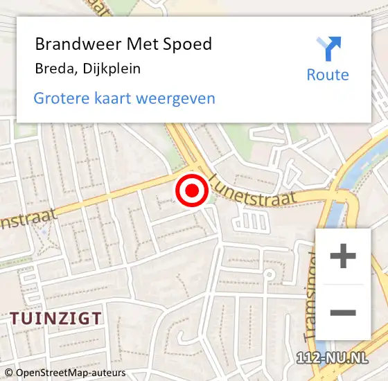 Locatie op kaart van de 112 melding: Brandweer Met Spoed Naar Breda, Dijkplein op 6 januari 2017 23:37