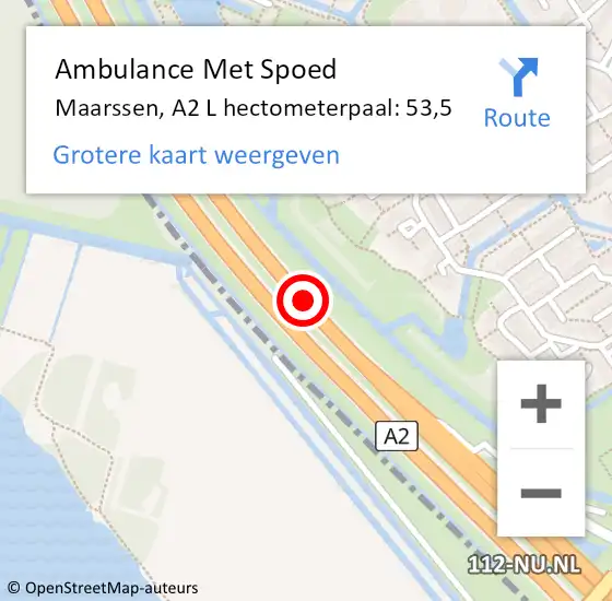Locatie op kaart van de 112 melding: Ambulance Met Spoed Naar Maarssen, A2 L hectometerpaal: 54,6 op 7 januari 2017 07:38