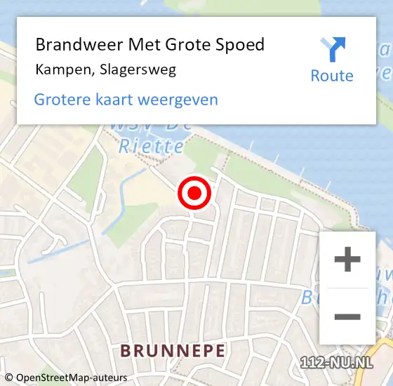 Locatie op kaart van de 112 melding: Brandweer Met Grote Spoed Naar Kampen, Slagersweg op 7 januari 2017 10:03