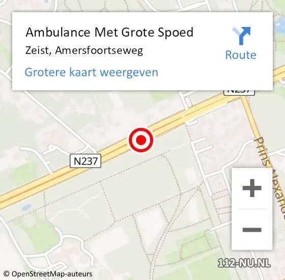 Locatie op kaart van de 112 melding: Ambulance Met Grote Spoed Naar Zeist, Amersfoortseweg op 7 januari 2017 13:42