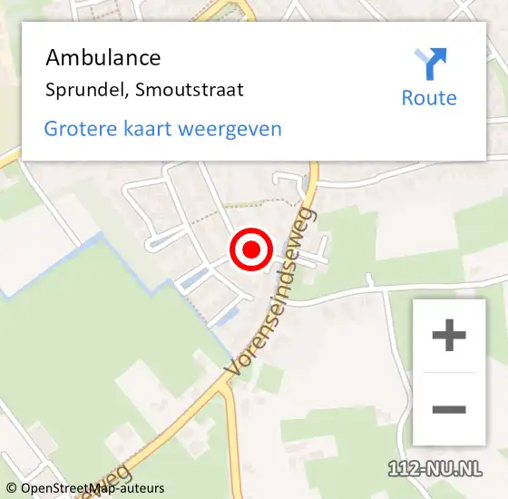 Locatie op kaart van de 112 melding: Ambulance Sprundel, Smoutstraat op 7 januari 2017 20:05