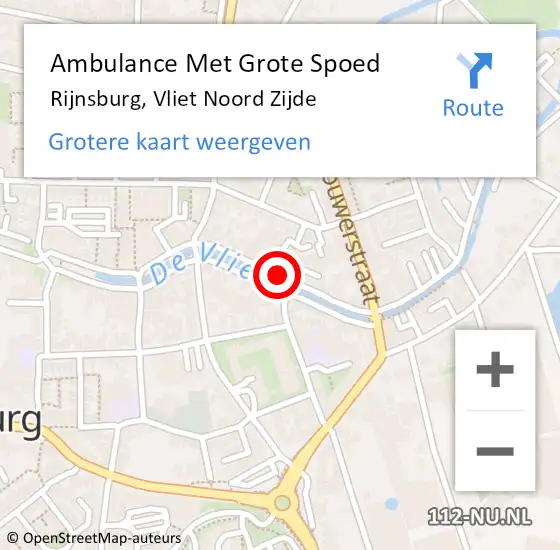 Locatie op kaart van de 112 melding: Ambulance Met Grote Spoed Naar Rijnsburg, Vliet Noord Zijde op 7 januari 2017 20:28