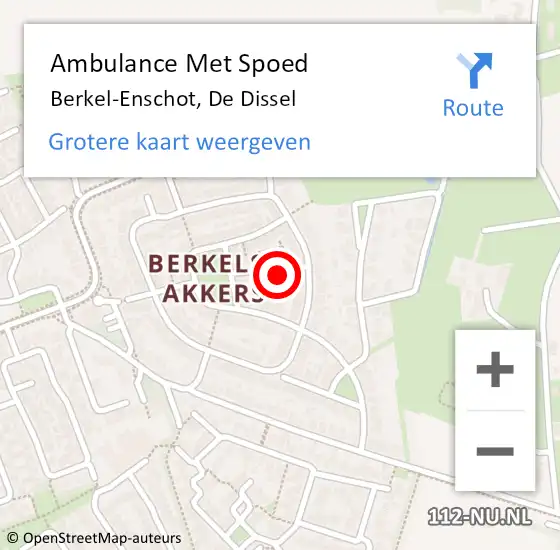 Locatie op kaart van de 112 melding: Ambulance Met Spoed Naar Berkel-Enschot, De Dissel op 8 januari 2017 05:53