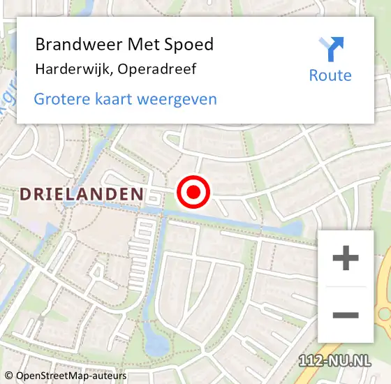 Locatie op kaart van de 112 melding: Brandweer Met Spoed Naar Harderwijk, Operadreef op 8 januari 2017 11:53