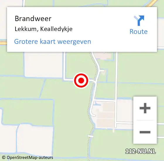 Locatie op kaart van de 112 melding: Brandweer Lekkum, Kealledykje op 8 januari 2017 18:01