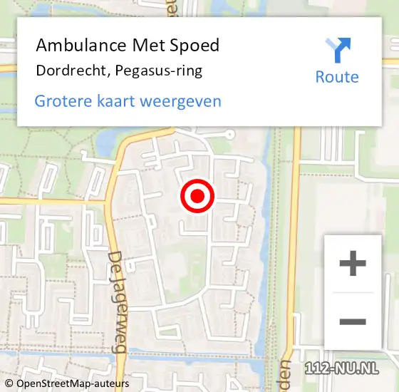 Locatie op kaart van de 112 melding: Ambulance Met Spoed Naar Dordrecht, Pegasus-ring op 9 januari 2017 07:26