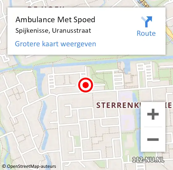 Locatie op kaart van de 112 melding: Ambulance Met Spoed Naar Spijkenisse, Uranusstraat op 9 januari 2017 07:27