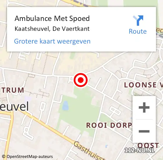 Locatie op kaart van de 112 melding: Ambulance Met Spoed Naar Kaatsheuvel, De Vaertkant op 9 januari 2017 23:06