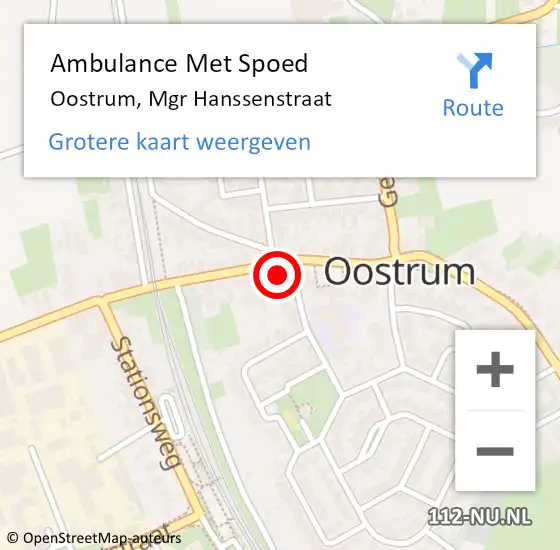 Locatie op kaart van de 112 melding: Ambulance Met Spoed Naar Oostrum, Mgr Hanssenstraat op 10 januari 2017 08:53