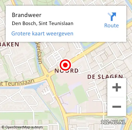 Locatie op kaart van de 112 melding: Brandweer Den Bosch, Sint Teunislaan op 10 januari 2017 12:47