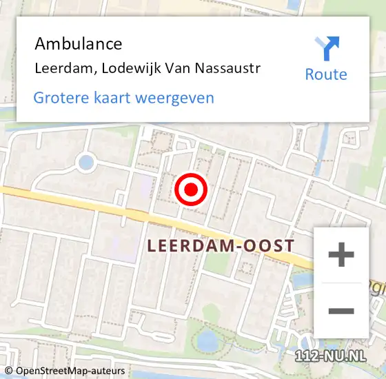 Locatie op kaart van de 112 melding: Ambulance Leerdam, Lodewijk Van Nassaustr op 10 januari 2017 19:19