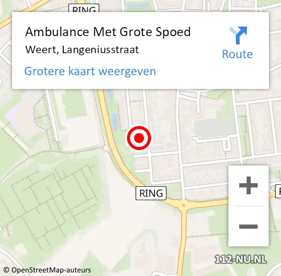 Locatie op kaart van de 112 melding: Ambulance Met Grote Spoed Naar Weert, Langeniusstraat op 10 januari 2017 21:21