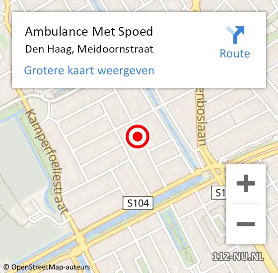 Locatie op kaart van de 112 melding: Ambulance Met Spoed Naar Den Haag, Meidoornstraat op 10 januari 2017 23:13