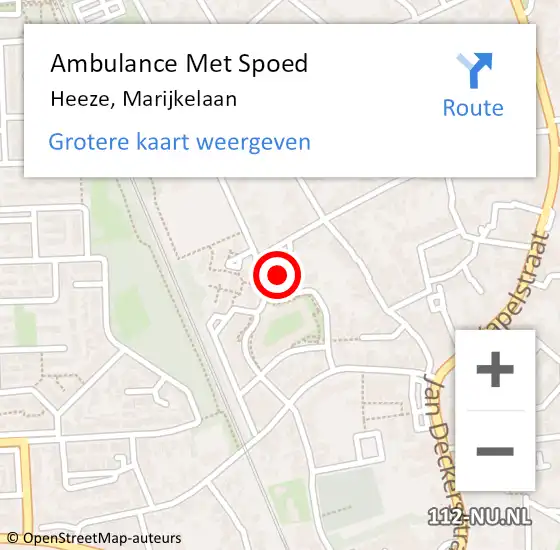 Locatie op kaart van de 112 melding: Ambulance Met Spoed Naar Heeze, Marijkelaan op 11 januari 2017 06:55