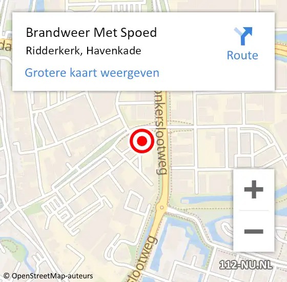 Locatie op kaart van de 112 melding: Brandweer Met Spoed Naar Ridderkerk, Havenkade op 11 januari 2017 08:47