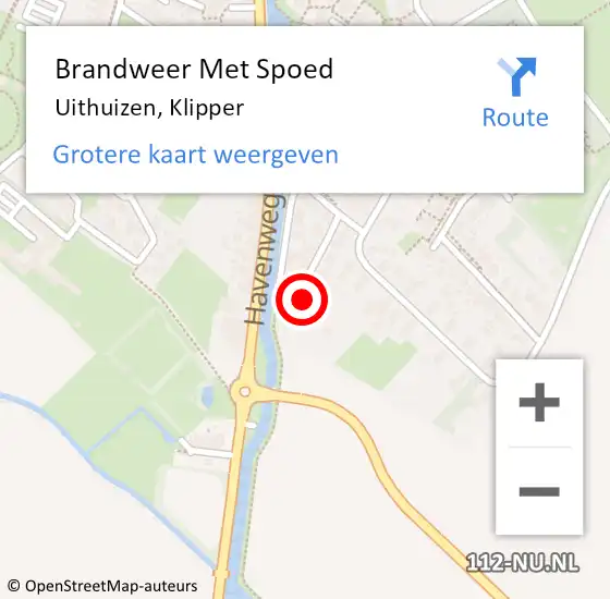 Locatie op kaart van de 112 melding: Brandweer Met Spoed Naar Uithuizen, Klipper op 11 januari 2017 12:52