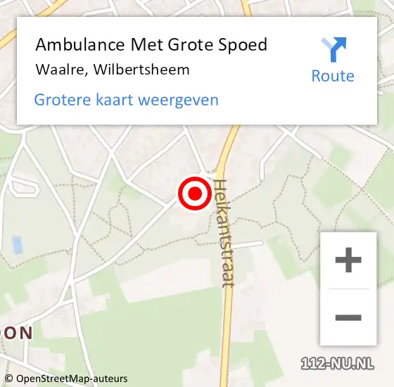 Locatie op kaart van de 112 melding: Ambulance Met Grote Spoed Naar Waalre, Wilbertsheem op 11 januari 2017 16:29
