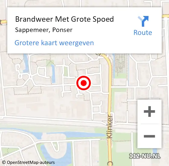 Locatie op kaart van de 112 melding: Brandweer Met Grote Spoed Naar Sappemeer, Ponser op 11 januari 2017 21:08