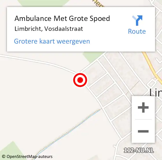 Locatie op kaart van de 112 melding: Ambulance Met Grote Spoed Naar Limbricht, Vosdaalstraat op 7 januari 2014 16:19