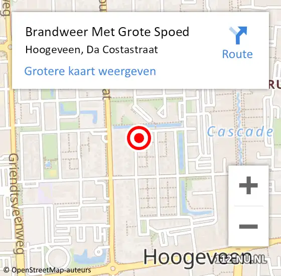 Locatie op kaart van de 112 melding: Brandweer Met Grote Spoed Naar Hoogeveen, Da Costastraat op 12 januari 2017 06:00