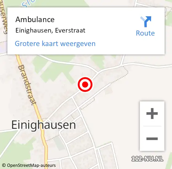 Locatie op kaart van de 112 melding: Ambulance Einighausen, Everstraat op 7 januari 2014 17:14