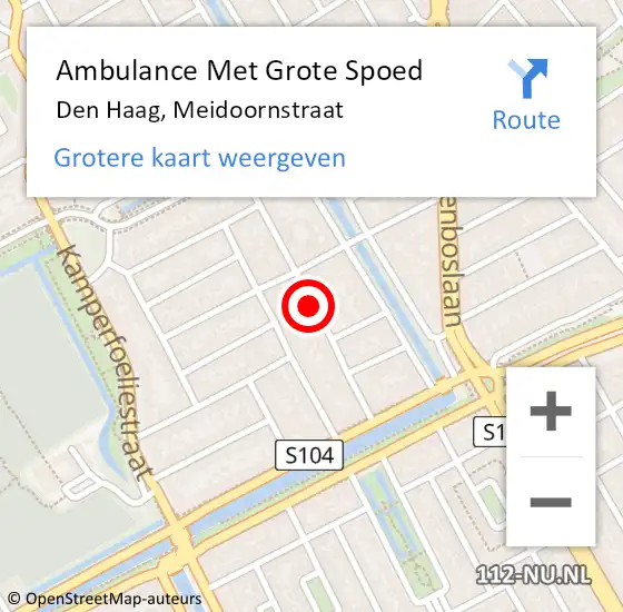 Locatie op kaart van de 112 melding: Ambulance Met Grote Spoed Naar Den Haag, Meidoornstraat op 12 januari 2017 18:07