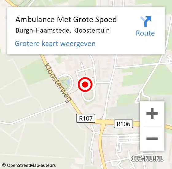 Locatie op kaart van de 112 melding: Ambulance Met Grote Spoed Naar Burgh-Haamstede, Kloostertuin op 7 januari 2014 17:54