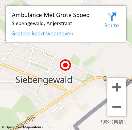 Locatie op kaart van de 112 melding: Ambulance Met Grote Spoed Naar Siebengewald, Anjerstraat op 12 januari 2017 20:28