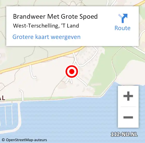 Locatie op kaart van de 112 melding: Brandweer Met Grote Spoed Naar West-Terschelling, 'T Land op 12 januari 2017 21:12
