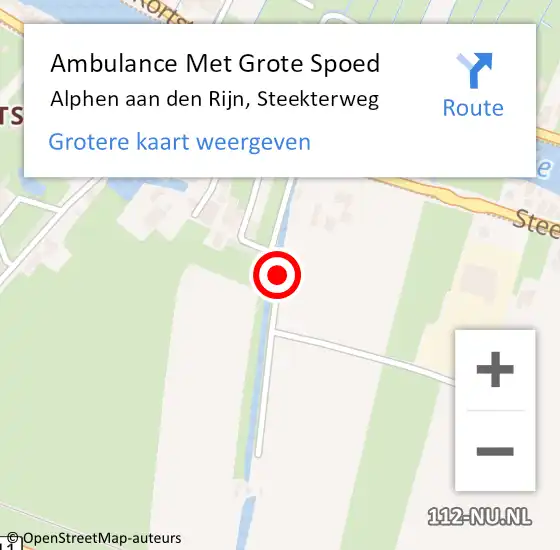 Locatie op kaart van de 112 melding: Ambulance Met Grote Spoed Naar Alphen aan den Rijn, Steekterweg op 12 januari 2017 23:05