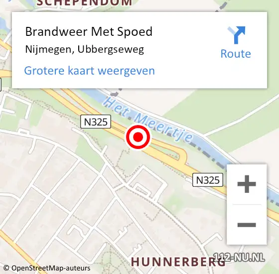 Locatie op kaart van de 112 melding: Brandweer Met Spoed Naar Nijmegen, Ubbergseweg op 13 januari 2017 07:24