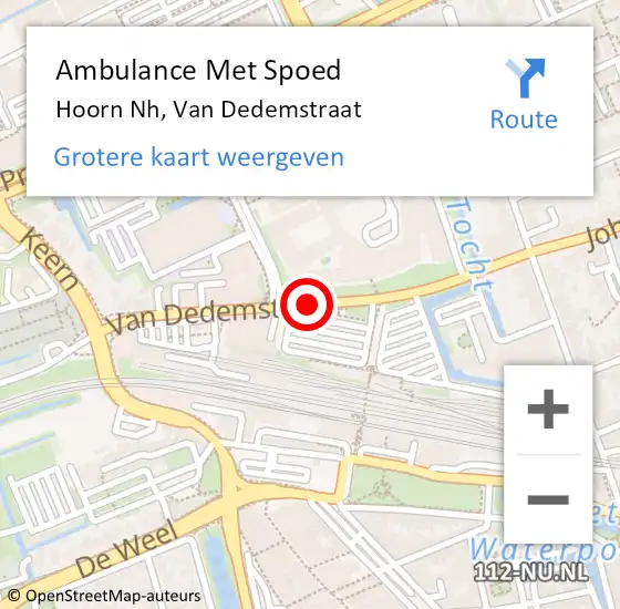 Locatie op kaart van de 112 melding: Ambulance Met Spoed Naar Hoorn Nh, Van Dedemstraat op 13 januari 2017 08:45