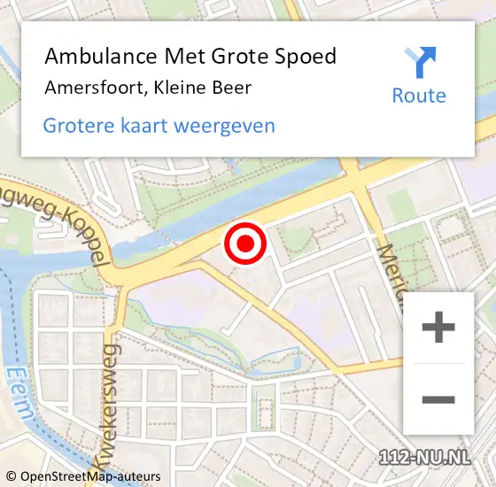 Locatie op kaart van de 112 melding: Ambulance Met Grote Spoed Naar Amersfoort, Kleine Beer op 13 januari 2017 15:55